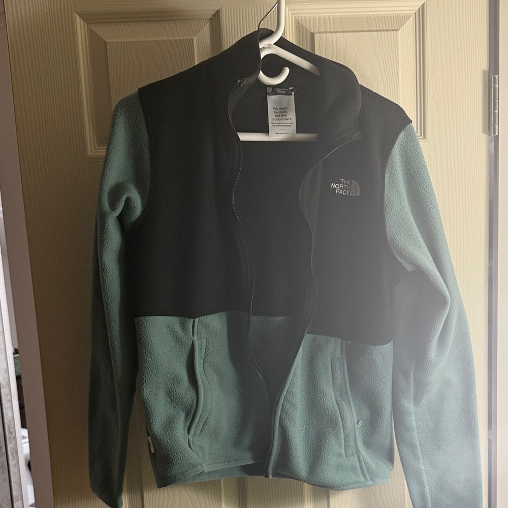The North Face Black and Teal Fleece Jacket